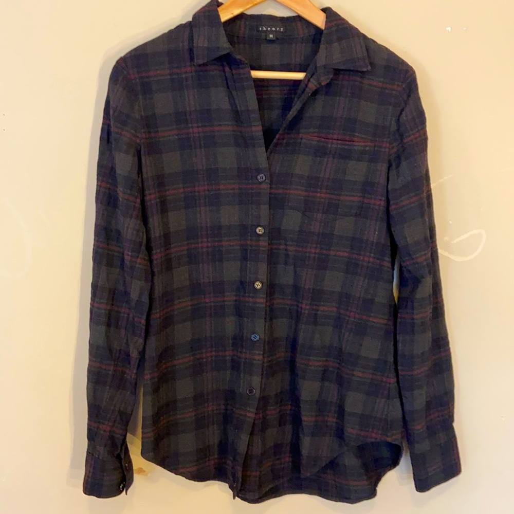 ANTHROPOLOGIE THEORY Wool blend button up.